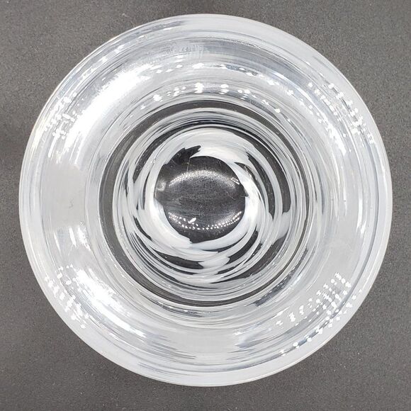 Kosta Boda MCM Swedish Thick Clear Crystal White Swirl Art Glass Tealight Holder - Picture 5 of 8